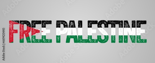 Foto Free Palestine text typography with Palestine flag effect