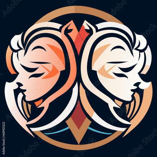 Gemini zodiac sign. Gemini zodiac symbol. Vector illustration AI generated