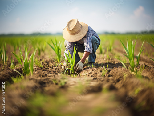 farmer working in sugarcane field,Generative ai