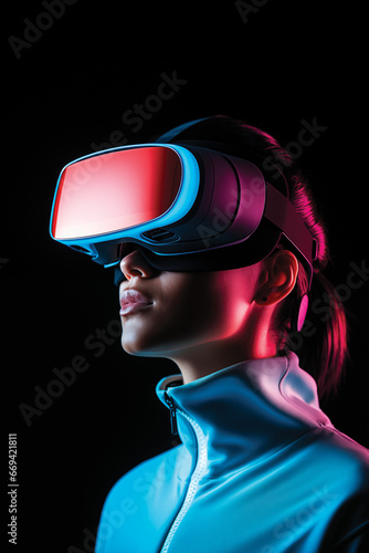 Femme portant des lunettes de réalité virtuelle © JM STUDIO