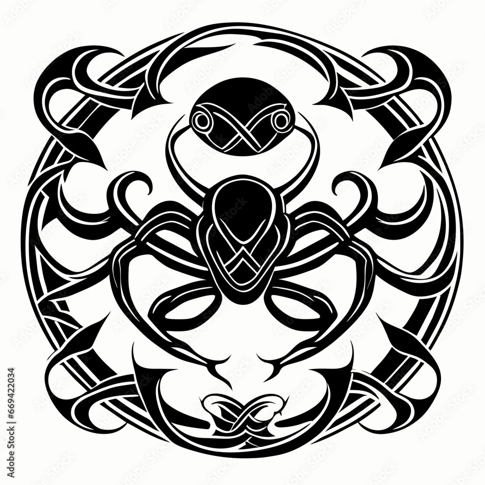 Tribal Tattoo Design - Black and White Vector Illustration AI Generated ...