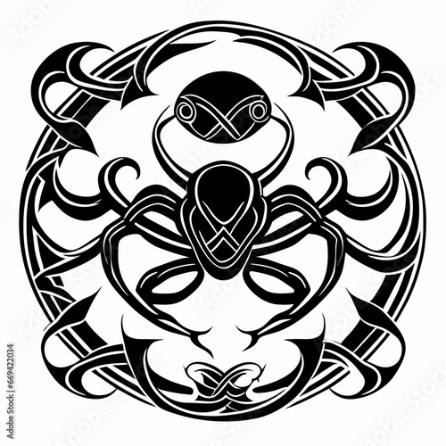 Tribal Tattoo Design - Black and White Vector Illustration AI Generated