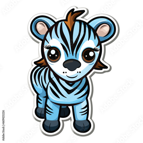 Zebra sticker design graphic  cute happy style  colorful