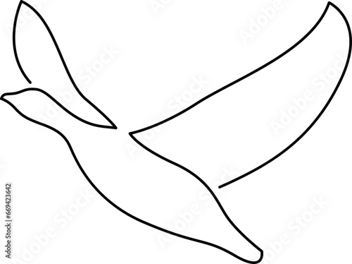 One line goose flies design silhouette. Hand drawn minimalism style vector illustration.