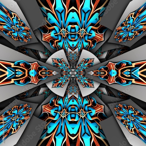  3D render kaleidoscope art pattern background tile