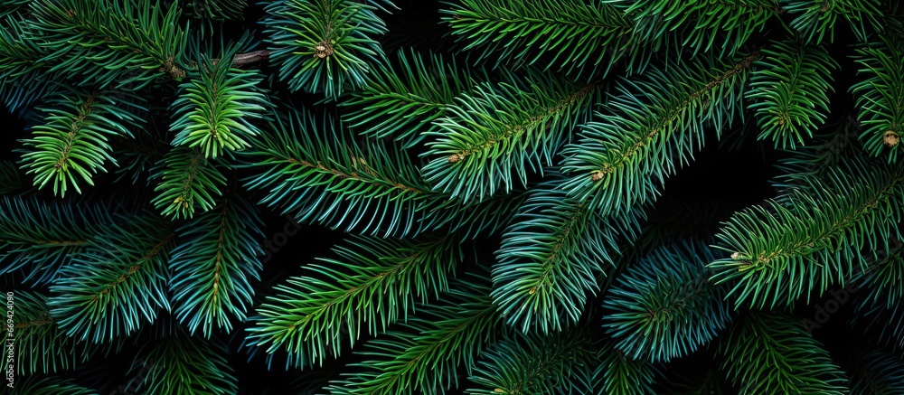 Texture of Christmas tree branches on a natural