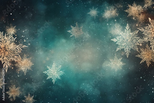 snowflake festive holiday backdrop with stars. Generative AI