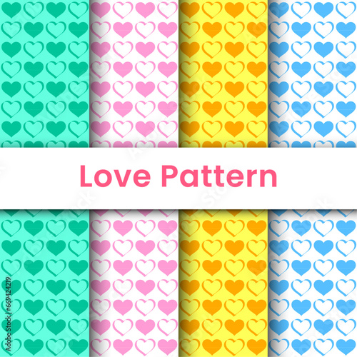 Seamless pattern of cute colorful love, Valentine's Day, hearts, suitable for wall decoration, wallpaper, wrapping paper, scrapbook, fabric, ornament, interior design.