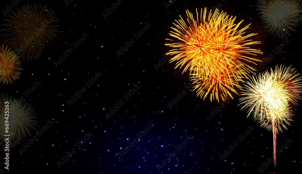 Firework Background Night Party Dark Black Sky Fire Effect Fun Joy Happy New Year Celebrate Fourth Festive Light Shape Glow Display Scene Free Space Backdrop Red Orange Color Sparker Winter Season. Firework Background Night Party Dark Black Sky Fire Effect Fun Joy Happy New Year Celebrate Fourth Festive Light Shape Glow Display Scene Free Space Backdrop Red Orange Color Sparker Winter Season.