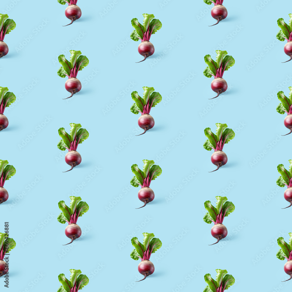 Organic natural Beetroot vegetable seamless photo pattern on a solid color background Organic natural Beetroot vegetable seamless photo pattern on a solid color background