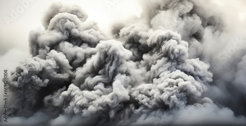 Smoke, Monumental plumes of dense smoke billow upward. © visoot