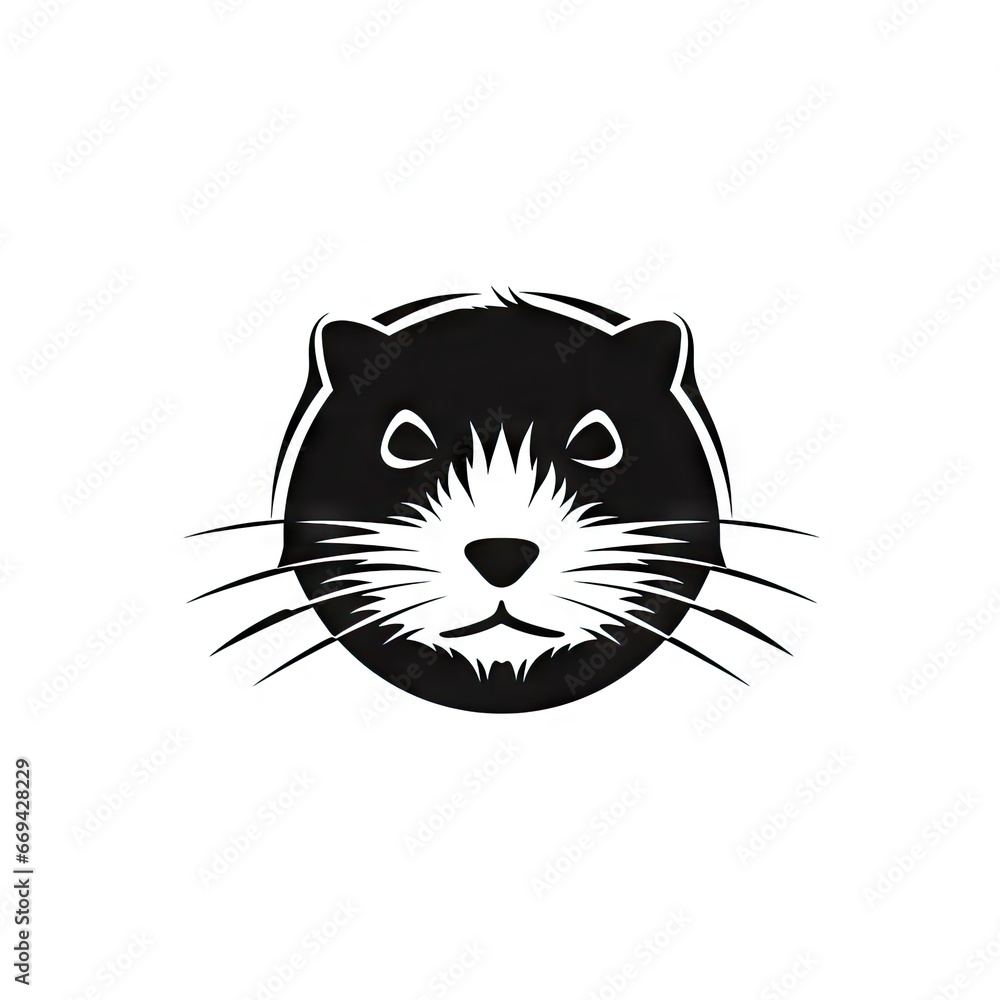 Beaver Head Icon, Otter Portrait, Minimal Beaver Silhouette Beaver Head Icon, Otter Portrait, Minimal Beaver Silhouette