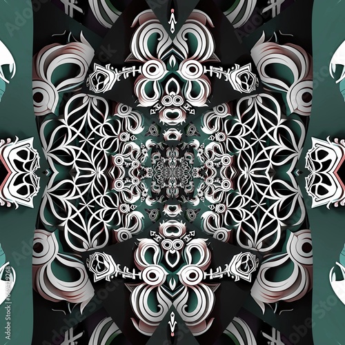  3D render kaleidoscope art pattern background tile