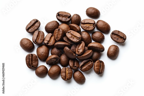 A zoomed-in coffee bean on a white background with a black border around the edges and the lower portion of the beans. Generative AI