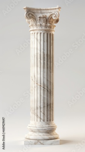 Antique White Greek pillar set. Architectural white columns Ionic.