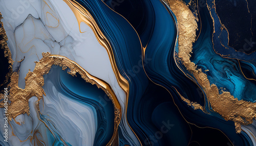 Blue and gold abstract marble texture wallpaper