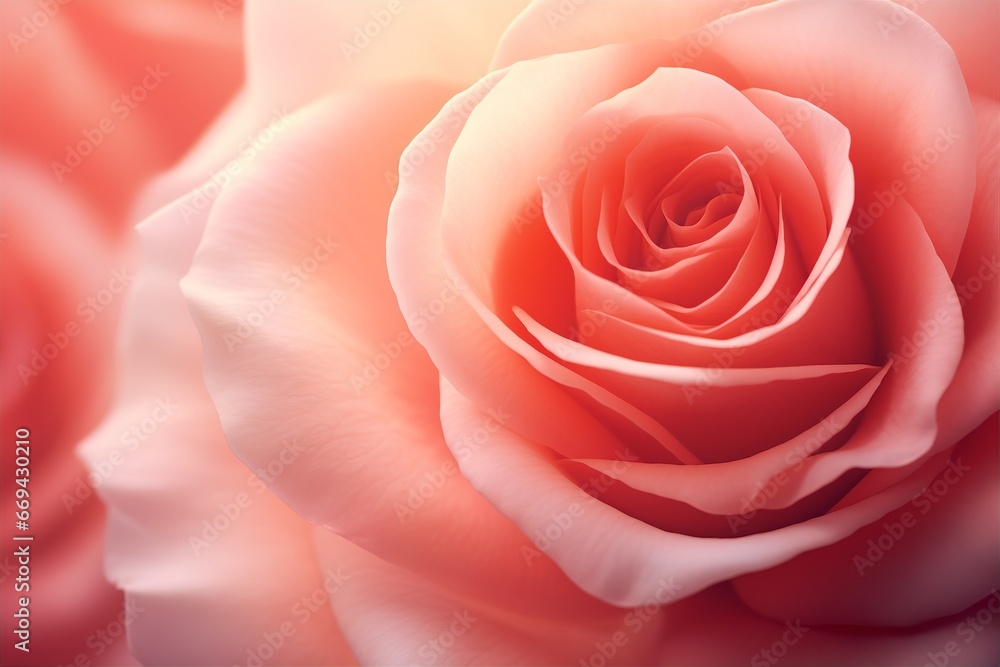 Rose flower background, closeup with soft focus, blurred background