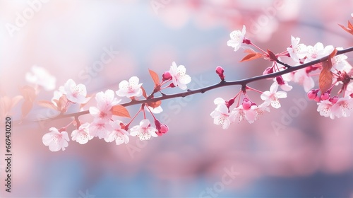 Sakura flower background closeup with soft focus and sunlight  blurred background
