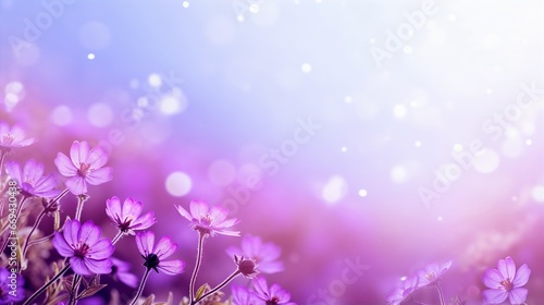 violet flower and nature spring with sunlight  blurred background