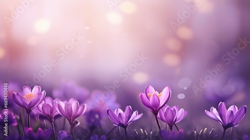 violet flower and nature spring with sunlight background