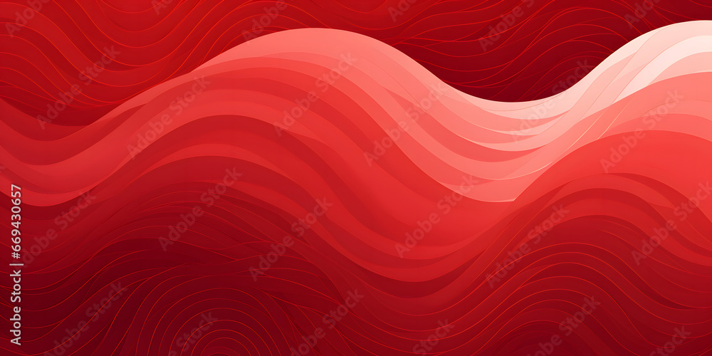 waved red background with a wavy pattern, Chinese New Year festivities, striped compositions, circular shapes, 2D red pattern with waves, minimalist color palette, Chinese wallpaper - obrazy, fototapety, plakaty 