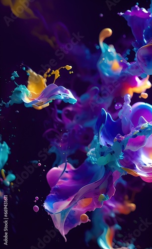 Abstract purple background with multicolored splashes