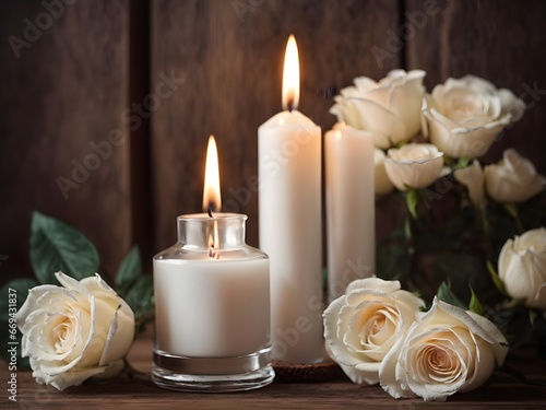 Candles and rose petals