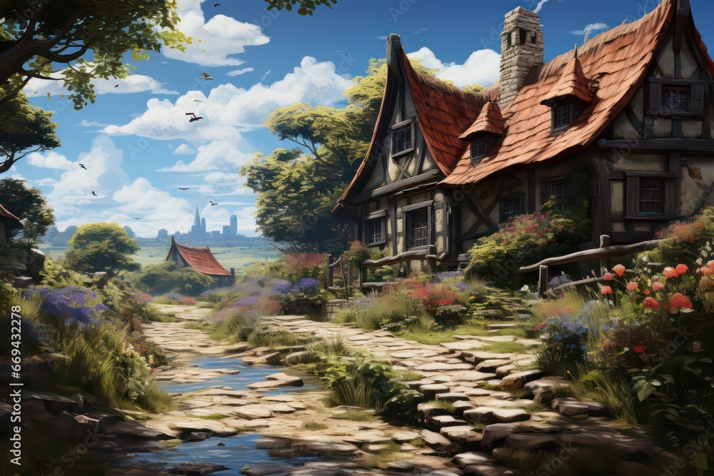 Fototapeta premium house with flowers