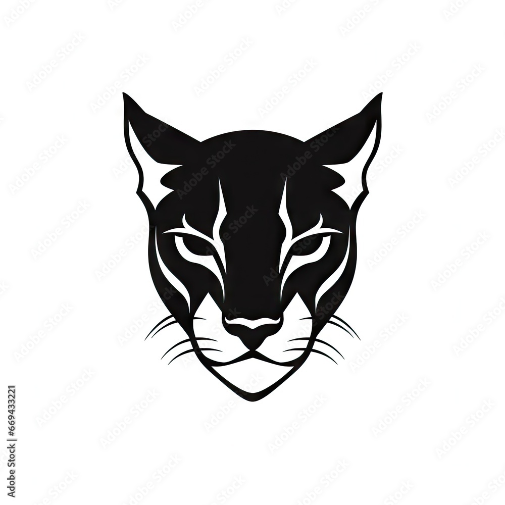 Fototapeta premium Cougar Head Icon, Minimal Puma Portrait, Cougar Logo, Panther Silhouette, Mountain Lion Icon