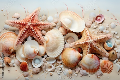 sea shells and starfish