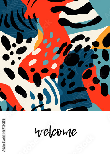 Abstract creative universal artistic templates with animalistic texture . Good for poster, birthday card, invitation, flyer, cover, banner, placard, brochure and other graphic design