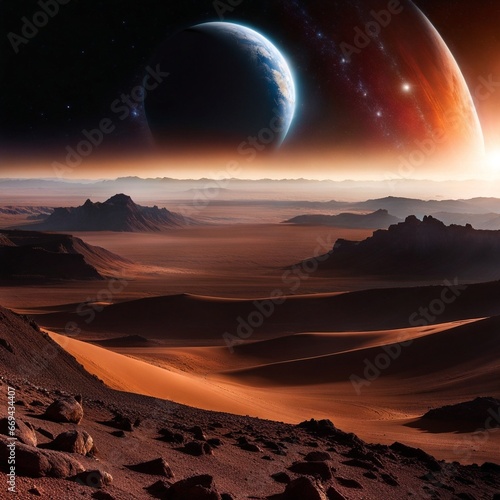 A picture taken from a distant planet where the earth appears in a distant way 