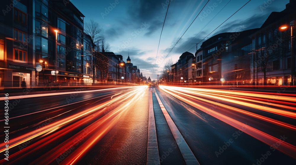 Long exposure shot of cars driving on a road by night Long exposure shot of cars driving on a road by night