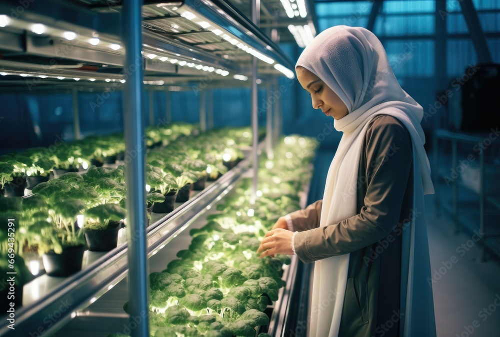 Happy healthy muslim woman working at garden Happy healthy muslim woman working at garden