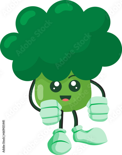 cute vegetable broccoli character icon