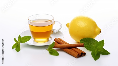 Healthy tea with lemon and spices