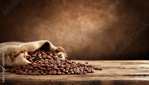 Coffee background with beans and empty space