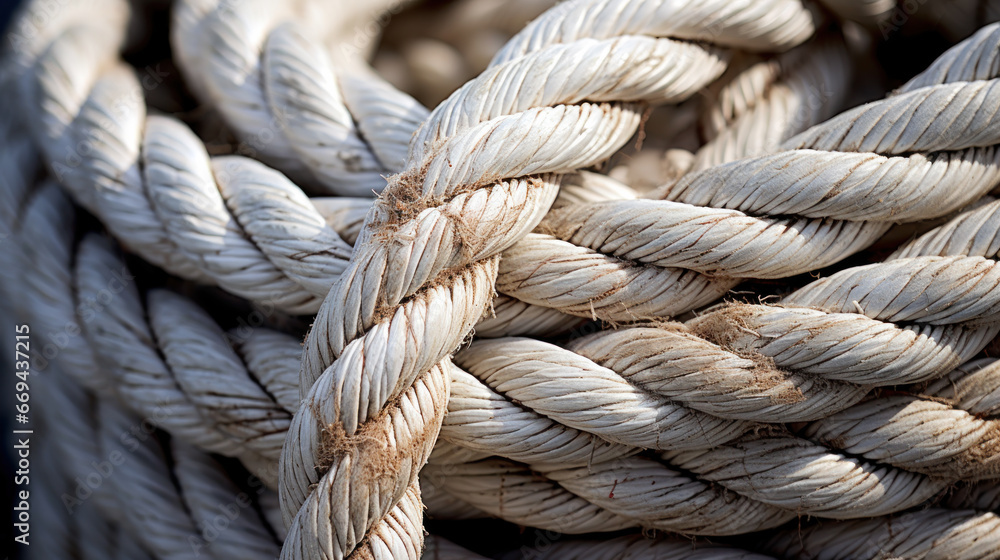 Nautical background. Closeup of an old frayed boat rope. Tonned image. Nautical background. Closeup of an old frayed boat rope. Tonned image.
