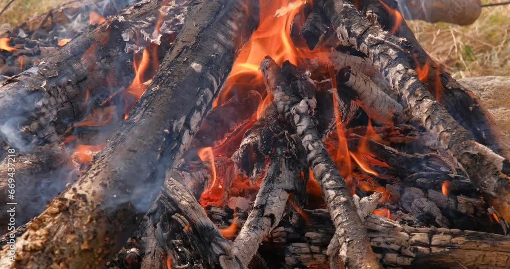 Campfire open fire for cooking in nature Campfire open fire for cooking in nature