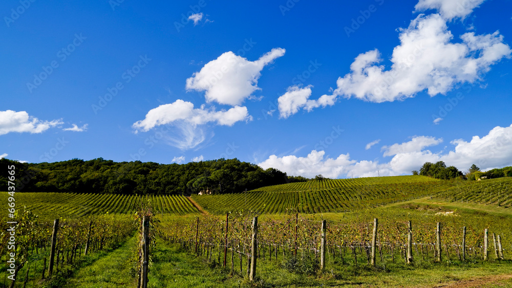 Le colline e i vigneti attorno al borgo di Vagliagli . Panorama autunnale. Chianti, Toscana. Italia Le colline e i vigneti attorno al borgo di Vagliagli . Panorama autunnale. Chianti, Toscana. Italia