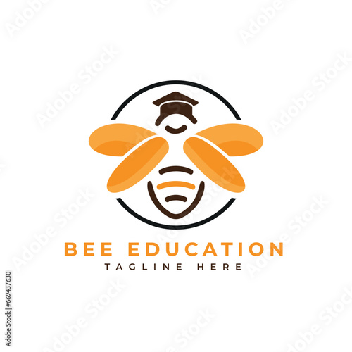 Bee education logo design concept