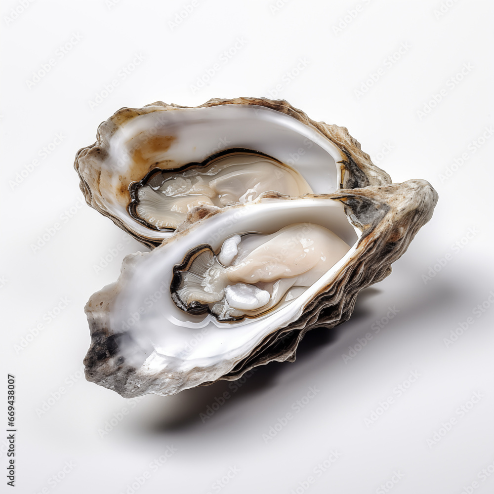 Naklejka premium oysters on a white background