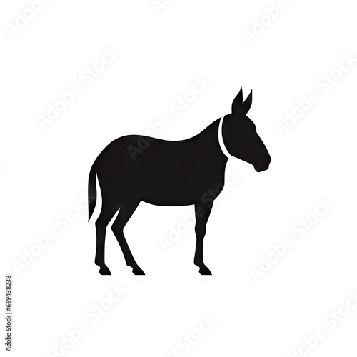 Donkey head on white background AI generative illustration