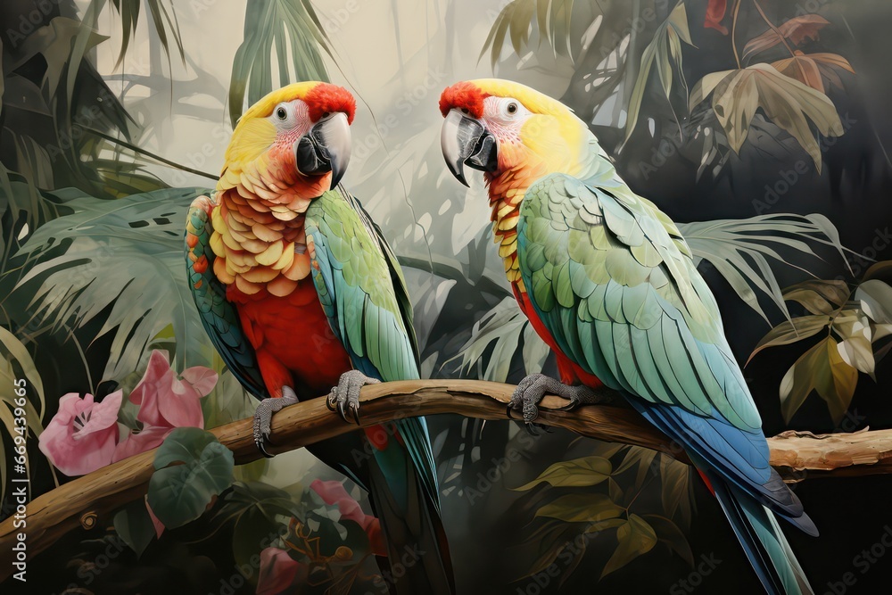 Obraz premium pair of parrots