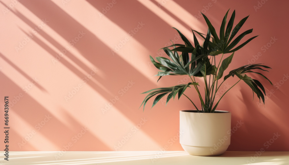 Tropical palm leaves on color background with copy space Tropical palm leaves on color background with copy space