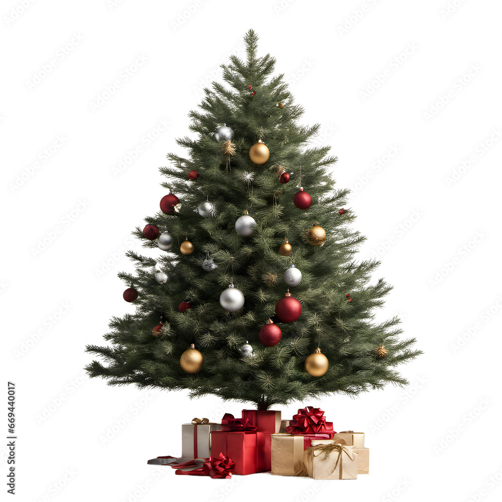 christmas tree isolated on transparent background.