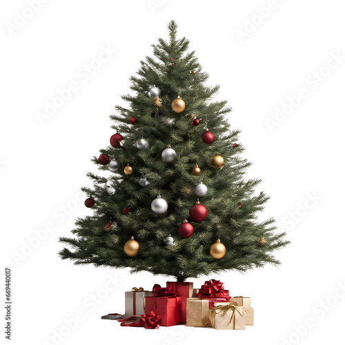christmas tree isolated on transparent background.