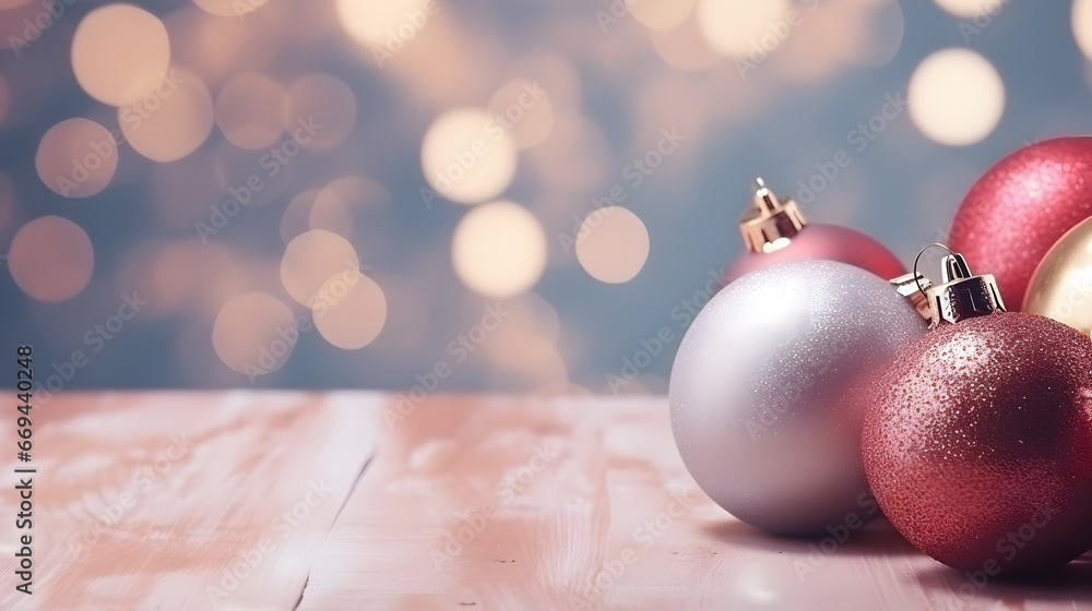 Christmas balls on the table,topview,surround empty space,decorated christmas accessories surround. Christmas balls on the table,topview,surround empty space,decorated christmas accessories surround.