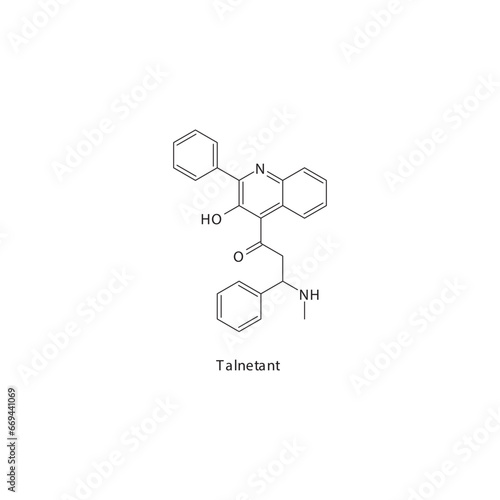 Talnetant  flat skeletal molecular structure Neurokinin receptor antagonist NKI3 drug used in Irritable bowel syndrome, IBS treatment. Vector illustration scientific diagram.