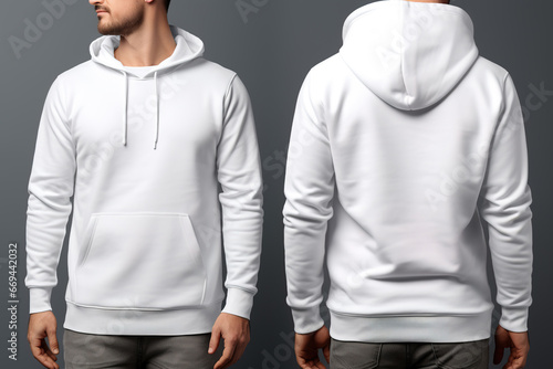 blank white male long sleeve hoodie for design mock up
